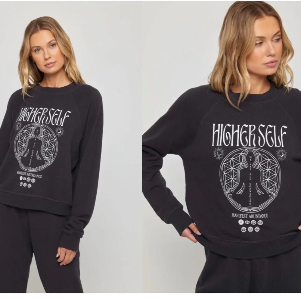 Spiritual Gangster Higher Self Forever Crew Pullover Sweatshirt, Black, NWT - Picture 1 of 3